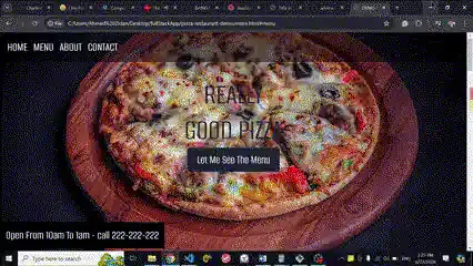 Pizzela restaurant website menu and ordering interface